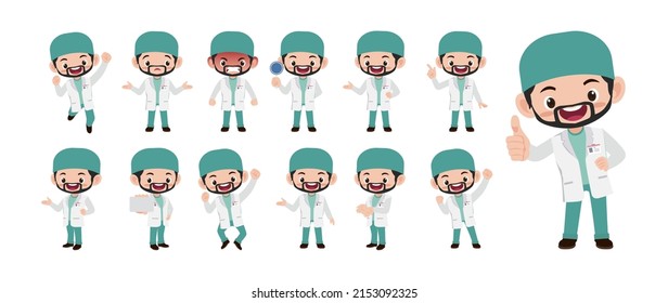 Doctor with different poses. vector-
