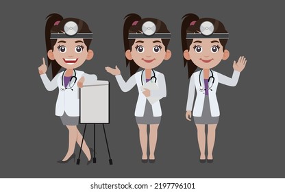 Doctor with different poses. vector