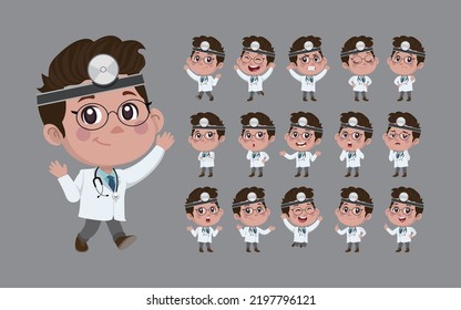 Doctor con diferentes poses. vector