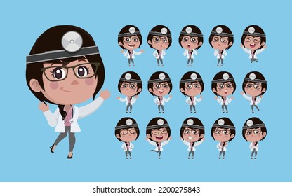 Doctor with different poses. vector