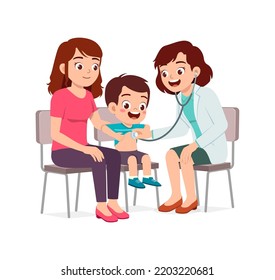 doctor do examine to little kid to check the illness