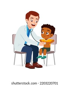 doctor do examine to little kid to check the illness