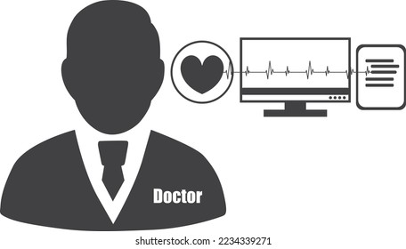 Doctor and document icon, health diagnosis report symbol vector