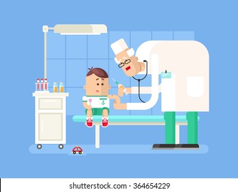 Doctor doing child vaccination