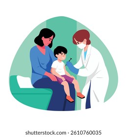 A doctor doing child vaccination, flat style illustration