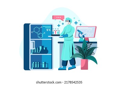 Doctor doing laboratory research Illustration concept on white background