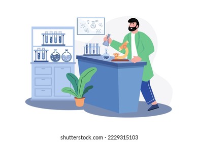 Doctor Doing Laboratory Research Illustration concept. A flat illustration isolated on white background