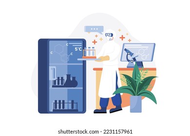 Doctor Doing Laboratory Research Illustration concept. A flat illustration isolated on white background