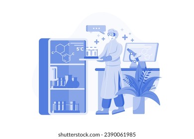 Doctor Doing Laboratory Research Illustration concept on white background