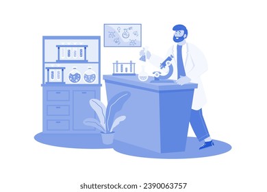 Doctor Doing Laboratory Research Illustration concept on white background