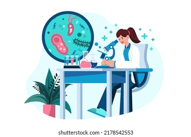 Doctor doing medical research Illustration concept on white background