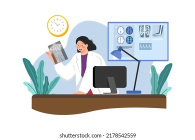 Doctor doing medical research Illustration concept on white background