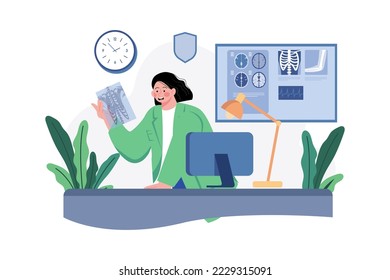 Doctor Doing Medical Research Illustration concept. A flat illustration isolated on white background