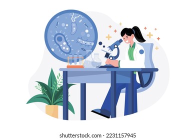 Doctor Doing Medical Research Illustration concept. A flat illustration isolated on white background