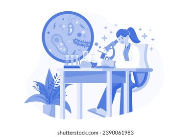 Doctor Doing Medical Research Illustration concept on white background