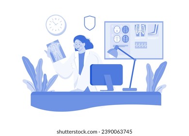 Doctor Doing Medical Research Illustration concept on white background