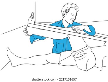 Doctor Doing Physiotheraphy Vector Art