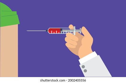 Doctor Doing Vaccine Injection To a person. Stock illustration