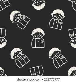 doctor doodle drawing seamless pattern background