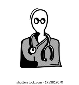 Doctor doodle vector icon. Drawing sketch illustration hand drawn line.