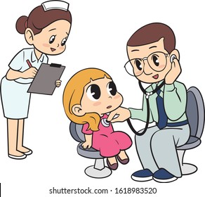 The doctor examined the girls and nurses