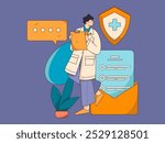 Doctor examines patient flat vector concept operation hand drawn illustration
