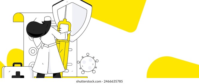 Doctor examines patient flat vector concept operation hand drawn illustration
