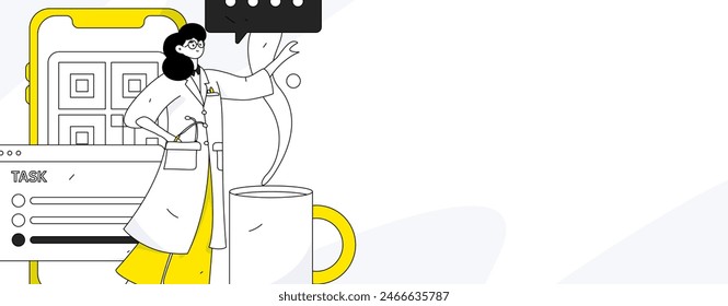 Doctor examines patient flat vector concept operation hand drawn illustration
