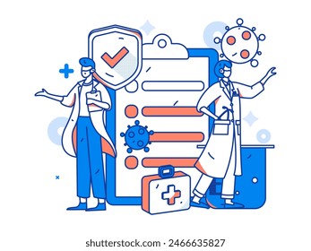 Doctor examines patient flat vector concept operation hand drawn illustration

