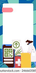 El médico examina el concepto de Vector plano del paciente operación dibujada a mano ilustración
