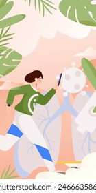 Doctor examines patient flat vector concept operation hand drawn illustration
