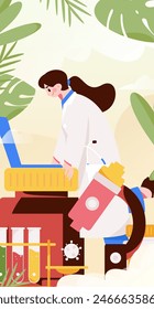 Doctor examines patient flat vector concept operation hand drawn illustration
