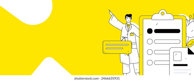 Doctor examines patient flat vector concept operation hand drawn illustration
