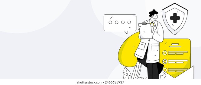 Doctor examines patient flat vector concept operation hand drawn illustration
