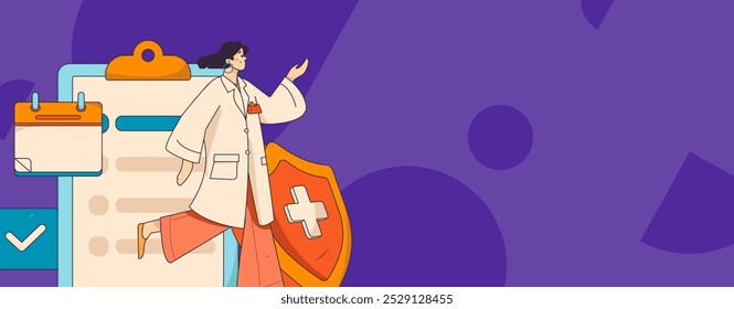 Médico examina paciente vetor plano conceito operação desenhado à mão ilustração
