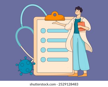 Doctor examines patient flat vector concept operation hand drawn illustration
