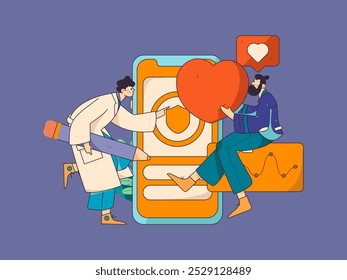Doctor examines patient flat vector concept operation hand drawn illustration
