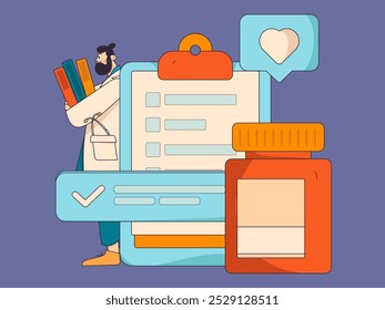 Doctor examines patient flat vector concept operation hand drawn illustration
