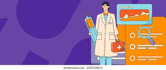 Doctor examines patient flat vector concept operation hand drawn illustration

