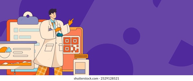 Doctor examines patient flat vector concept operation hand drawn illustration
