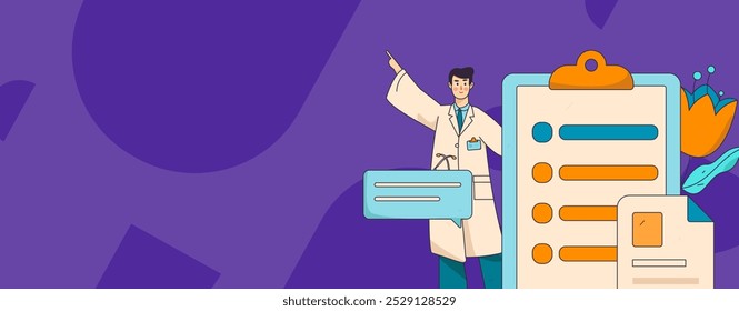 Doctor examines patient flat vector concept operation hand drawn illustration
