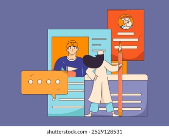 Doctor examines patient flat vector concept operation hand drawn illustration
