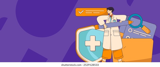 Doctor examines patient flat vector concept operation hand drawn illustration
