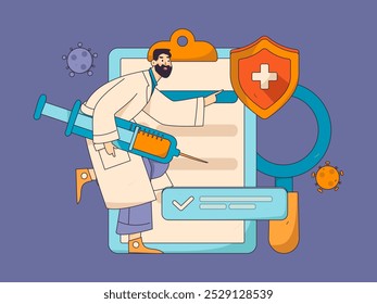 Doctor examines patient flat vector concept operation hand drawn illustration
