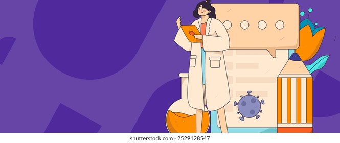 Doctor examines patient flat vector concept operation hand drawn illustration
