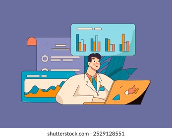 Doctor examines patient flat vector concept operation hand drawn illustration
