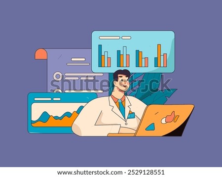 Doctor examines patient flat vector concept operation hand drawn illustration
