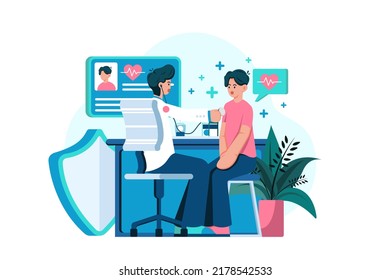 Doctor examines the patient Illustration concept on white background