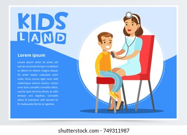 Doctor examining boy s heartbeat with stethoscope