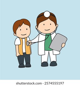 Doctor Examining Patient Illustration Vector